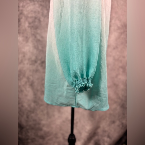 Fyve Ombre Teal White Button-Down Shirt Women size 3X - Picture 3 of 10